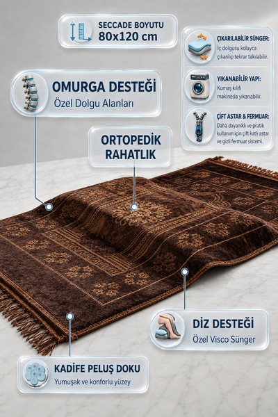 Huzur Burada Diz Destekli Ortopedik Seccade