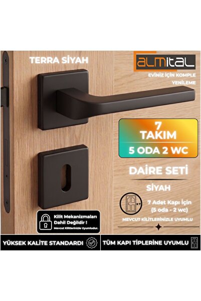 almital mobilya aksesuarları furniture accessories Terra Black 5 Pcs Room 2 P...