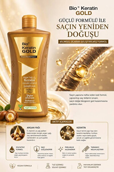 Bio Keratin Gold Argan Yağı & Keratin Onarıcı Sülfatsız Şampuan 700 ml