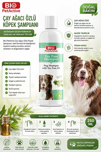 Bio PetActive KÖPEK ŞAMPUANI ÇAY AĞACI ÖZLÜ 250 ML