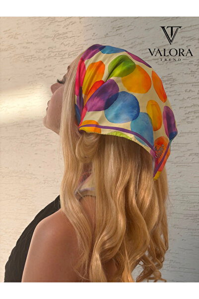 Valora Trend Renkli Puantiye Desenli Saten Fular 72x72 cm – Kadın Kare Fular,...