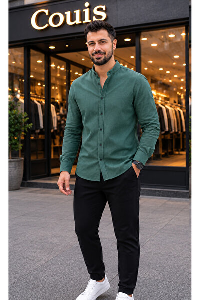 Butik Dar Kesim Hakim Yaka Erkek Gömlek