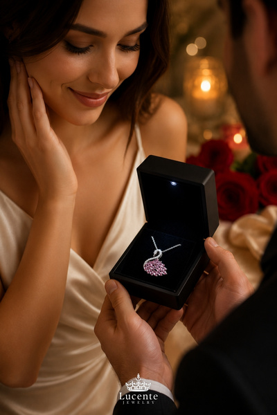 Lucente Jewellery Işıklı Hediye Kutulu Pink Swan Kuğu 925 Ayar Luxury Serisi Özel Gün Hediyesi 45 Cm Zincirli Kararma Karşıtı Rodyum Güçlendirmeli Gümüş Gerçek Pembe Ametist Taşlı Zerafetin Simgesi Kuğulu Kolye