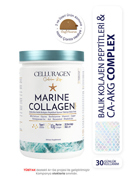 Celluragen Balık Kolajen Peptitleri ve Ca-AKG İçeren Complex 10.000 mg Marine...
