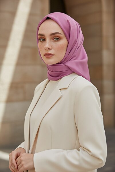 Vissona Viskon Twill İpek Az Hatalı Pembe Renkli 90x90 Düz Eşarp Dikim Şekli ...