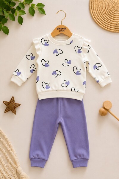 dinamik çocuk Snap Shoulder Set for Baby Girls - 2-Piece Bottom and Top Set, ...