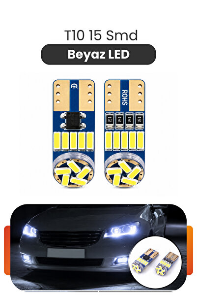 Asdelya T10 W5W 15 SMD Beyaz LED Ampul Park Plaka Tavan Bagaj Aydınlatma 2 Adet