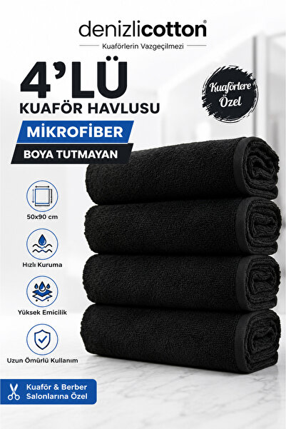 denizlicotton Kuaförlere Özel Boya Tutmayan Mikrofiber Saç Havlusu 50x90 cm 4...