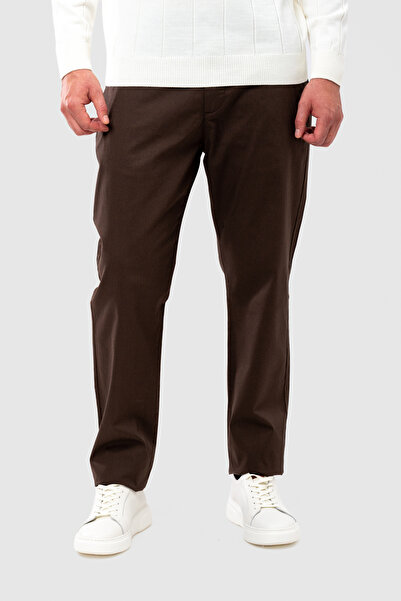 D'S Damat Ds Damat Παντελόνι Chino από Γκαμπαρντίνα σε Καφέ Χρώμα, Χαλαρής Εφ...