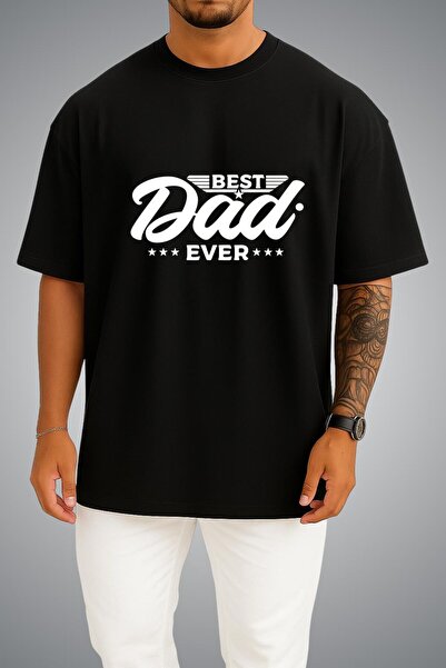 Bahriyeli Collection Oversize Best Dad Yes Chest Printed Unisex T-Shirt