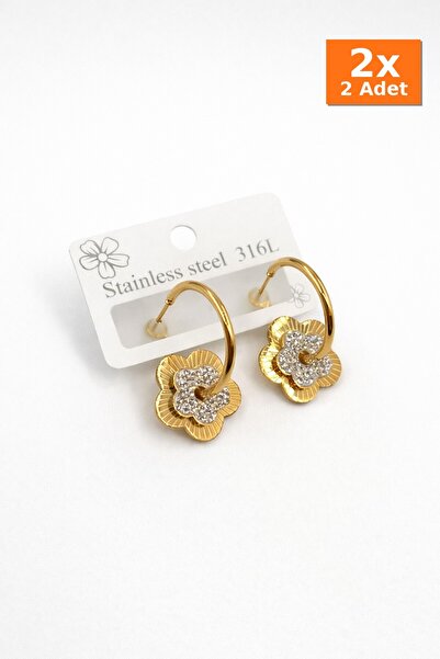Bozhi Steel Earrings 75 Silver Sparkling Style Gold