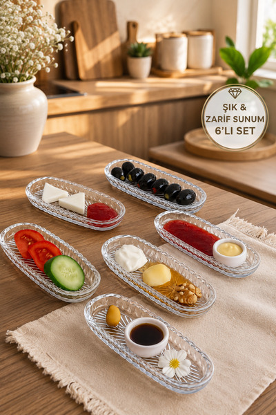YzHome طقم 6 أطباق زجاجية صغيرة على شكل قارب للإفطار مقاس 14*6 سم