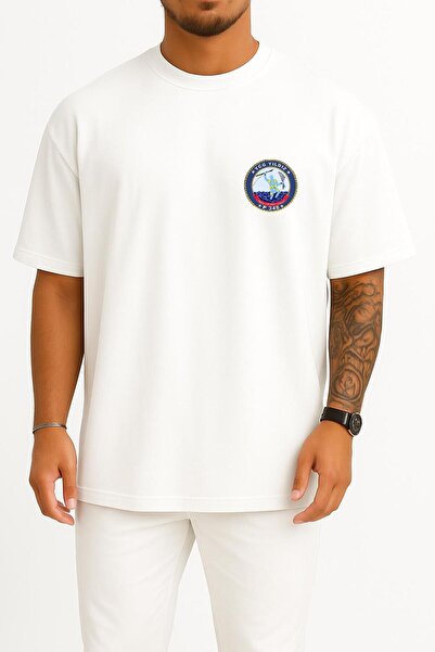 Bahriyeli Collection قصة فضفاضة تي شيرت Tcg Yıldız P348 بتصميم جيب للجنسين