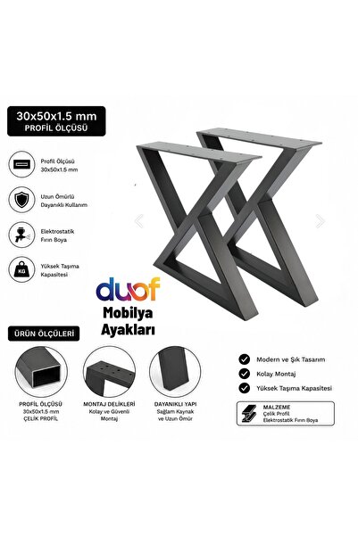 DUOF Metal Bank-sehpa-orta Sehpa Ayağı 2 Adet Ayak 33x44 Cm Mobilya Ayağı