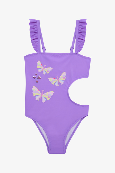 Penti Lila Kız Çocuk Butterfly Mayokini