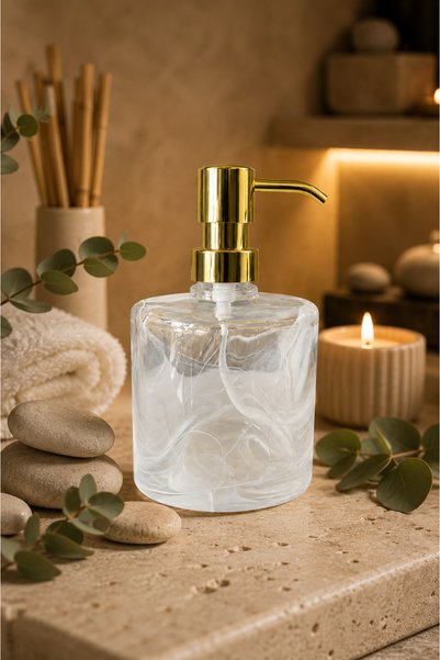 ANGDESİGN Elisia Liquid Soap Dispenser-White | |   Gold Pompali | |   Glass Soap Dispenser Bathroom Decor Kitchen Soap Dispenser Kitchen Decor Hand Wash Push-Button Soap Dispenser Gift Home Decor Gold Decor Bathroom Liquid Soap Dispenser Luxury Decor Home Item