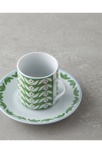 English Home Nixie Porcelain 4 Piece Coffee Cup Set for 2 People 80 ml Green-Blue