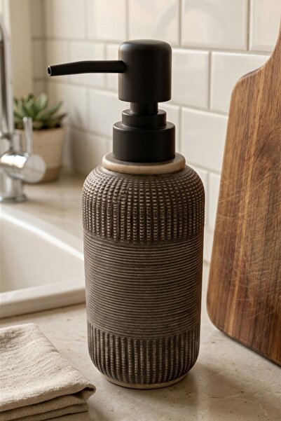 MAKRİ HOME 300 ml Ceramic Lenora Liquid Soap Dispenser, 7 cm Diameter, 18 cm ...