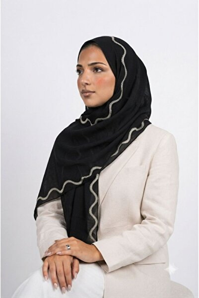 Veil Designer طرحه سؤلاف اسود بتطريز علي كامل الطرحة اسود و بيج بوال ياباني 1...