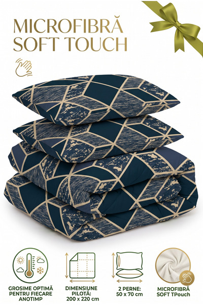NufJoy Set Pilota matlasata pat dublu 200x220 cm + 2 perne 50x70 cm , Hipoale...