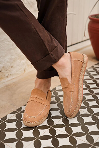 no7man Minoa Bej Loafer Süet Hakiki Deri Erkek Espadril