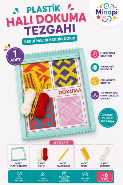 Minopi Plastik Halı Dokuma Tezgahı 31x23 cm Hobi Etkinlik Elişi Malzemesi