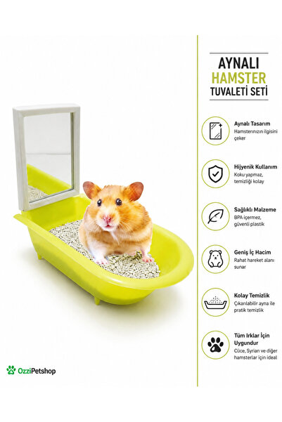ozzipetshop Hamster Tuvaleti Kabı - Koku Yapmayan Tuvalet Kumu Sarı