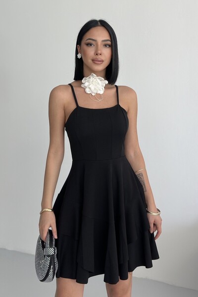 ALFUDO Moda Collection Prenses Model Askılı Siyah Elbise