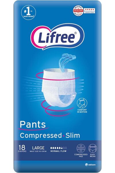 Lifree حفاضات الكبار سليم كولوت، عبوة كبيرة، 18 فوطة