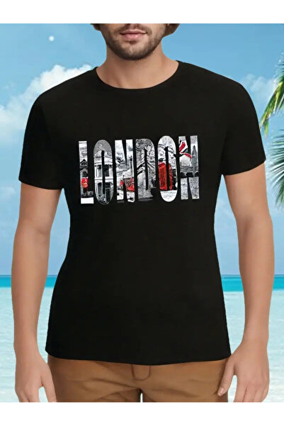 Pink Sky Μπλουζάκι Unisex London με στάμπα με λαιμόκοψη Oversize
