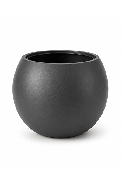 CANBOTANİK Antrasit Küre Saksı 20cm (İç Hazneli) Modern Tasarım Küçük Boy Sak...