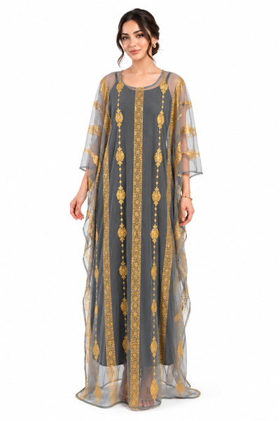 1111112 Jubari (Duro) Thobe - Stylish Saudi Heritage with Luxurious Gold Embr...