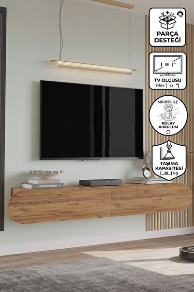 Yurupa Lumos 180 cm Oval Kapaklı Tv Ünitesi Modern Duvara Monte Tv Sehpası At...