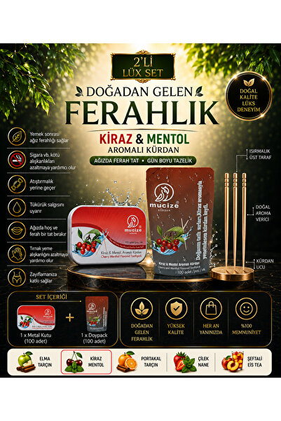 mucize 2li Set (1 Metal 1 Refill Doypak) 200x Kiraz-Mentol Aromalı Kürdan-Sak...