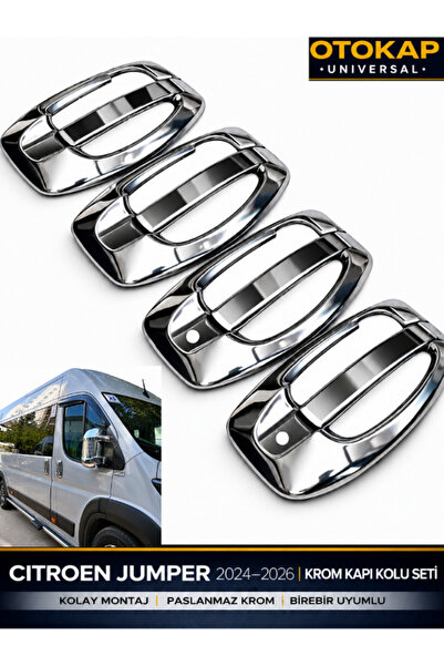 KAPOTO Citroen Jumper 2024-2026 Model Uyumlu Abs Paslanmaz Krom Düğmeli Kapı ...