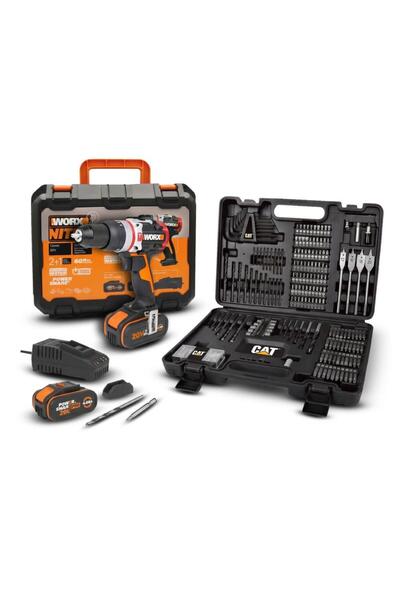 WORX WX354.4SET 20Volt/4.0Ah Li-ion Çift Akülü Kömürsüz Profesyonel Şarjlı Da...