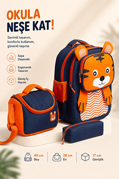 MİECZ BAGS Sevimli Hayvan Karakterli Anaokulu & İlkokul Kız Erkek Çocuk Besle...