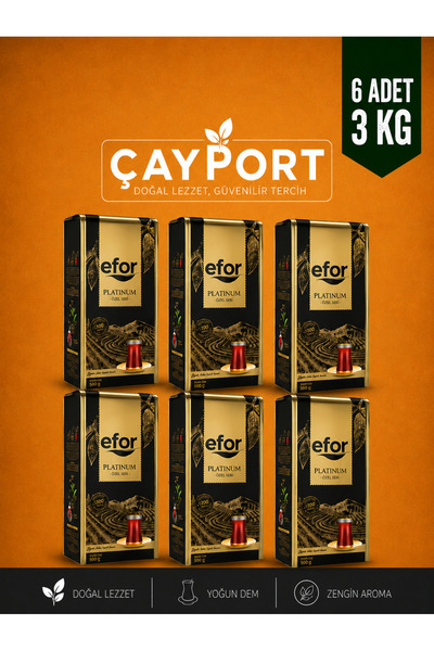 EFOR ÇAY Efor Platinum Özel Seri Siyah Çay 500 Gr x 6 Adet (3 Kg) Premium Yoğ...
