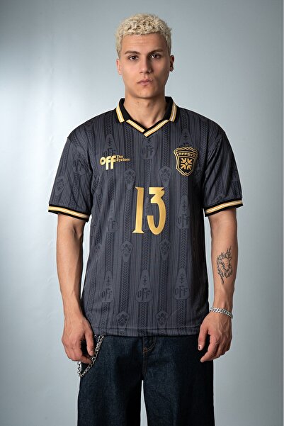 Plus Eighteen No:13 Urban Soul Polo Yaka Antrasit Erkek Futbol Forması