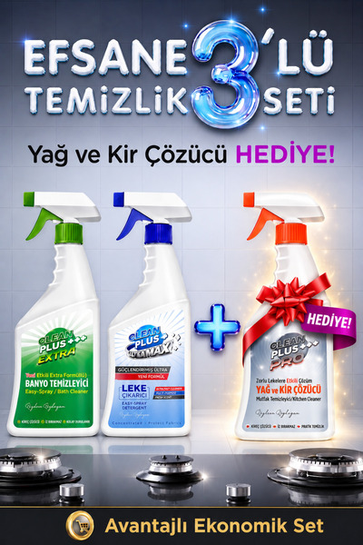 ÖZDEN ÖZDOĞAN Clean Plus Efsane 3'lü Temizlik Seti Mutfak Temizleyici, Leke Ç...