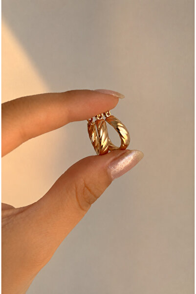 Owentis Çelik Rose Gold Mini Burgu Halka İmorgen Küpe -kararma yapmaz-