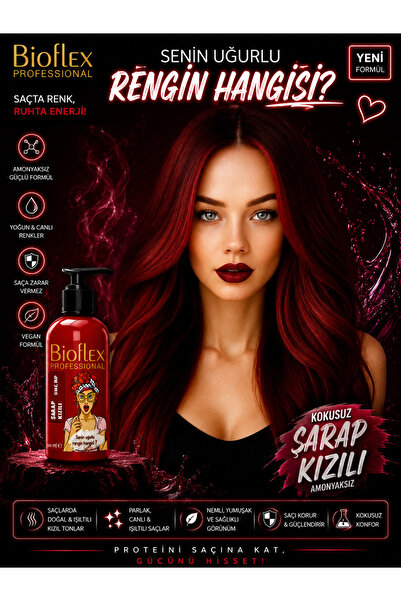 Bioflex Amonyaksız Şarap Kızılı Saç Boyası 250 ml Kokusuz Su Bazlı Burgundy W...