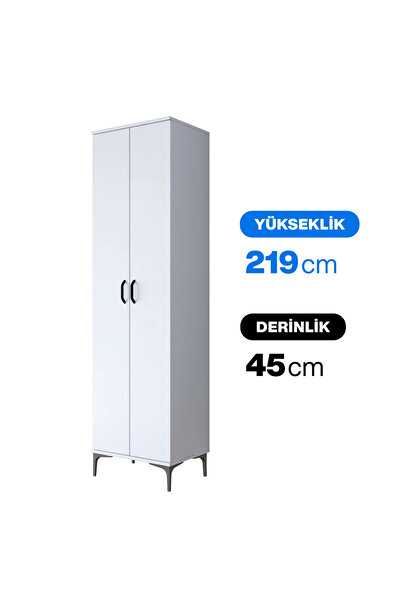 Rani JE257 Multipurpose Cabinet 2 Door 6 Shelf Pantry Kitchen Cabinet White