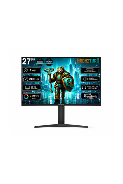 BRONZTURQ 27" 200Hz 1 ms (DP + HDMI) QHD 2560x1440 Pivot Monitör BTQ270QHD165-AA
