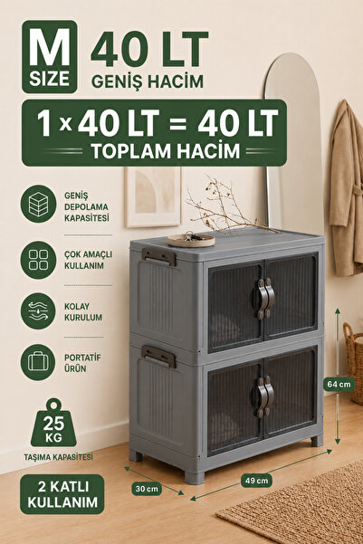 EVONİTA İstiflenebilir Organizer Dolap Çok Amaçlı Kapaklı Portatif Şık Görünü...