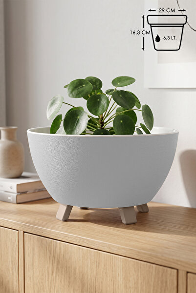 ToXA Sora Ayaklı Saksı 6,3 Litre (29cm) Süzgeçli Drenajlı Plastik Saksı