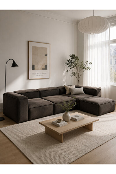 ERİZA Relax Soft 4 Modül Köşe Takımı (siyah) keten 900