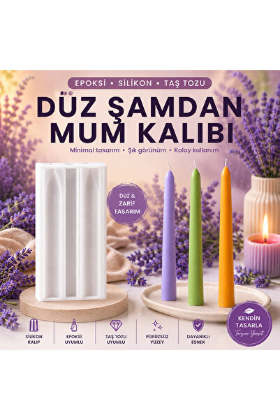 Şenhomee Mum kalıbı Şamdan Düz Model Silikon Kalıp 20x2 cm