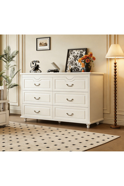 GoldenLike Luxury 6-Drawer Cabinet, American Vintage Style Storage Cabinet wi...