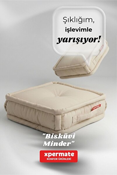 XPERMATE Yer Minderi Bisküvi Minder 45x45 Kalın Pofuduk Palet Balkon Bahçe Fr...